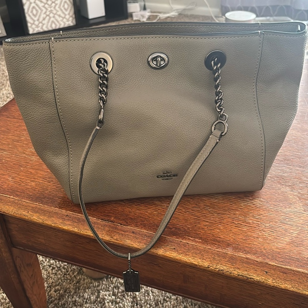 Coach leather handbag with chain handles